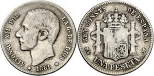 1881*--81. Alfonso XII. MSM. 1 peseta. (AC. ... 
