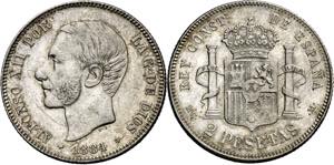 1884*1884. Alfonso XII. MSM. 2 pesetas. (AC. ... 