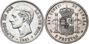 1881*1881. Alfonso XII. MSM. 5 pesetas. (AC. ... 