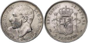 1882/1*1881. Alfonso XII. MSM. 5 pesetas. ... 