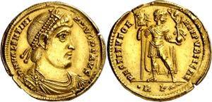 (364 d.C.). Valentiniano I. Roma. Sólido. ... 