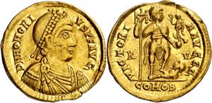 (408-423 d.C.). Honorio. Ravenna. Sólido. ... 