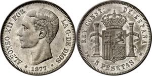 1877*1877. Alfonso XII. DEM. 5 pesetas. (AC. ... 