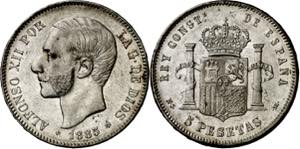 1885*1886. Alfonso XII. MSM. 5 pesetas. (AC. ... 
