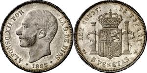 1885*1887. Alfonso XII. MSM. 5 pesetas. (AC. ... 