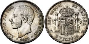 1885*1887. Alfonso XII. MPM. 5 pesetas. (AC. ... 