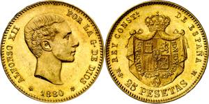 1880*1880. Alfonso XII. MSM. 25 pesetas. ... 