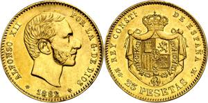 1882/1*1882. Alfonso XII. MSM. 25 pesetas. ... 