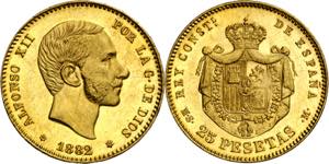 1882*1882. Alfonso XII. MSM. 25 pesetas. ... 
