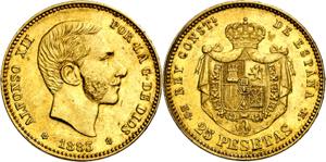 1883*1883. Alfonso XII. MSM. 25 pesetas. ... 