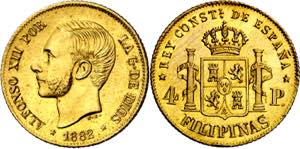1882. Alfonso XII. Manila. 4 pesos. (AC. ... 
