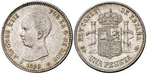 1889*--89. Alfonso XIII. MPM. 1 peseta. (AC. ... 
