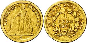 Chile. 1861. Santiago. 1 peso. (Fr. 48) (KM. ... 