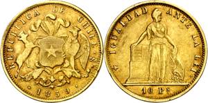 Chile. 1859. Santiago. 10 pesos. (FR. 45) ... 
