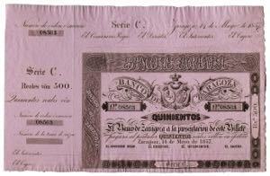 1857. Banco de Zaragoza. 500 reales de ... 