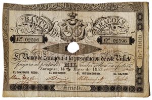 1857. Banco de Zaragoza. 1000 reales de ... 