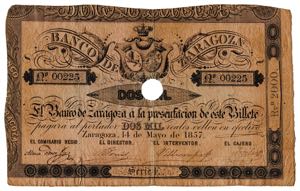 1857. Banco de Zaragoza. 2000 reales de ... 