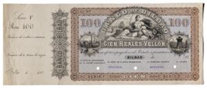(1857). Banco de Bilbao. 100 reales de ... 