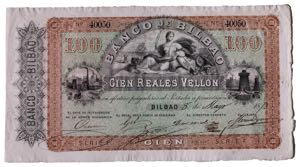 1873. Banco de Bilbao. 100 reales de ... 