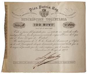 1872. Carlos VII, Pretendiente. Real Junta ... 