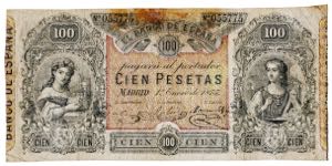 1875. 100 pesetas. (Ed. 266, mismo ejemplar) ... 