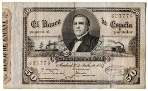 1884. 50 pesetas. (Ed. 288) (Pick 30). 1 de ... 