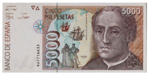 1992. 5000 pesetas. (Ed. 484b) (Pick 165*). ... 