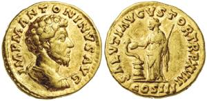 (163 d.C.). Marco Aurelio. Áureo. (Spink ... 