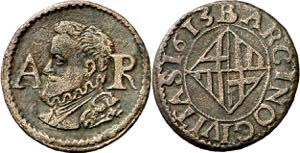 1613. Felipe III. Barcelona. 1 ardit. (AC. ... 