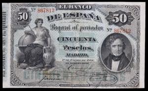 1884. 50 pesetas. (Ed. 283) (Pick 25). 1 de ... 
