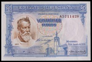 1936. 25 pesetas. (Ed. 367a) (Pick 87b). 31 ... 