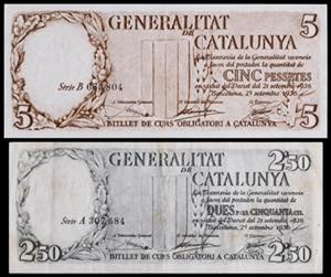1936. Generalitat de Catalunya. 2,50 y 5 ... 