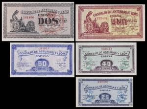 1937. Asturias y León. 25, 40, 50 ... 