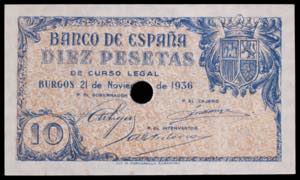 1936. Burgos. 10 pesetas. (Ed. falta). 21 de ... 