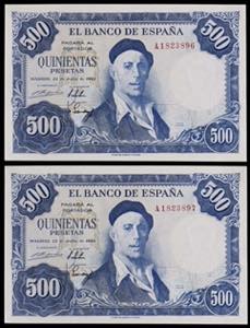 1954. 500 pesetas. (Ed. 468a) (Pick 148a). ... 