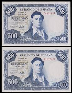 1954. 500 pesetas. (Ed. 468b) (Pick 148a). ... 
