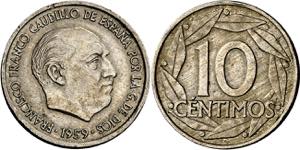 1959. Franco. 10 céntimos. (AC. 15). Prueba ... 