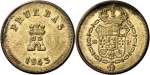 1943. Franco. 80 reales (1 peseta). (AC. ... 