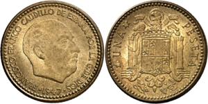 1947*1948. Franco. 1 peseta. (AC. 46). Rara. ... 
