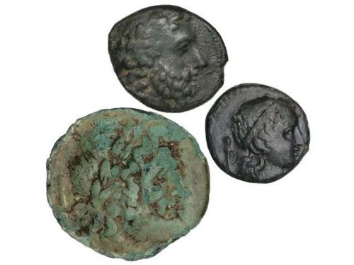 Lote 3 monedas AE18. 330-275 a.C. ... 