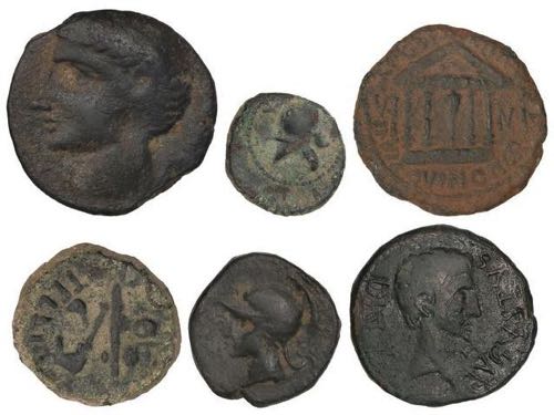 Lote 6 monedas Semis (2), 1/4 y 1 ... 