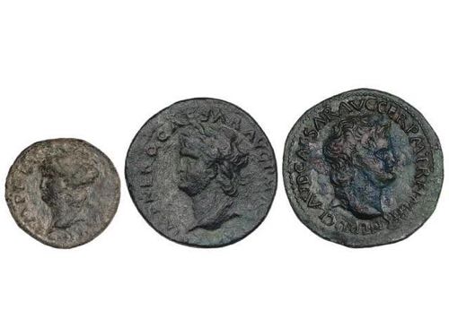 Empire - Lote 3 monedas Semis y As ... 