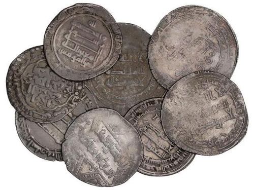 Abbasids - Lote 9 monedas Dirham. ... 