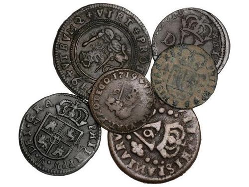 Philip V - Lote 6 monedas 1 (2), 4 ... 