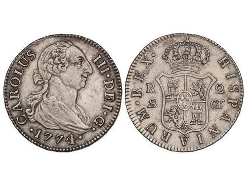 Charles IIII - 2 Reales. 1774/3. ... 