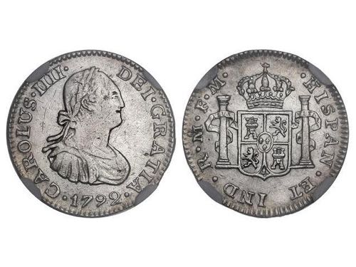 Charles IV - 1/2 Real. 1792. ... 