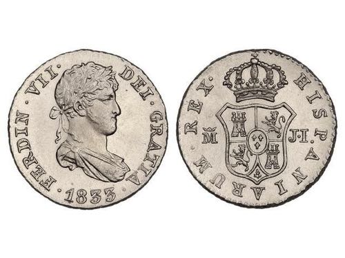 Ferdinand VII - 1/2 Real. 1833. ... 