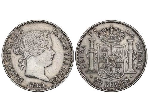 Elisabeth II - 20 Reales. 1860/59. ... 