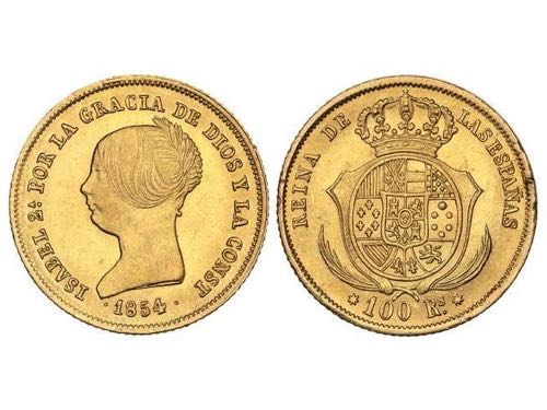 Elisabeth II - 100 Reales. 1854. ... 