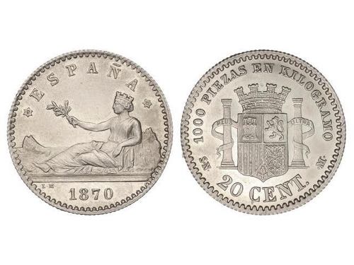 20 Céntimos. 1870 (*7-0). S.N.-M. ... 